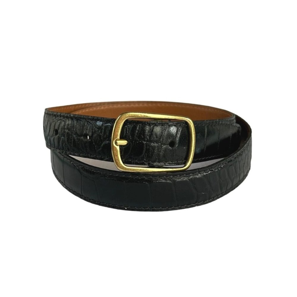 Women's Thin Black Snake Print Leather Belt Size Large